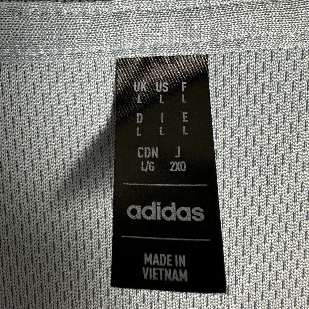 NEW Adidas Polo Shirt Mens Large Light Blue Regular Fit Golf Performance Rugby